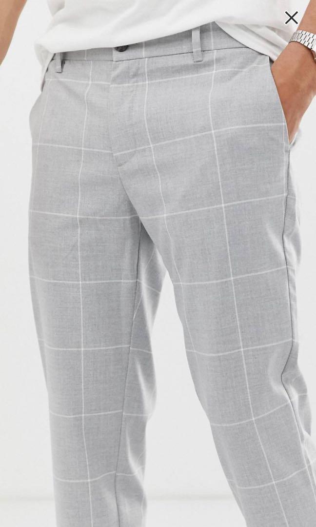 Cropped Trousers Grey Checked Skinny Trousers Brave Soul Skinny