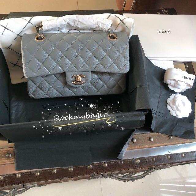 chanel grey classic flap