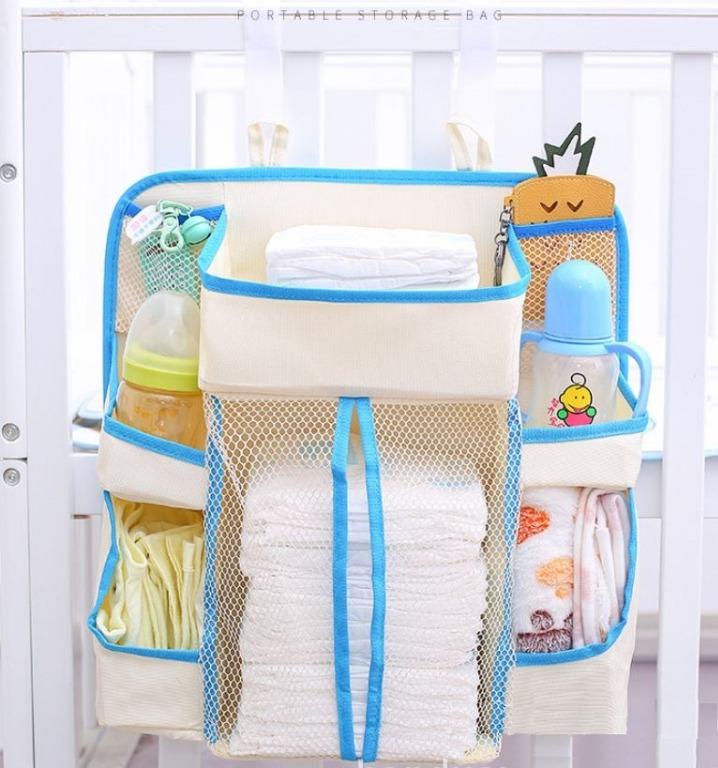 Diaper Organizer Baby Bed Cot Hanging Bag Baby Bedside Bag Storage Solutions Cot Organiser Babies Kids Cots Cribs On Carousell