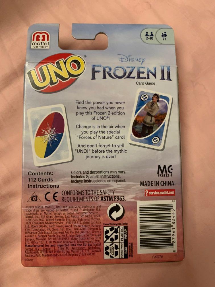 Frozen 2 UNO cards, Hobbies & Toys, Toys & Games on Carousell