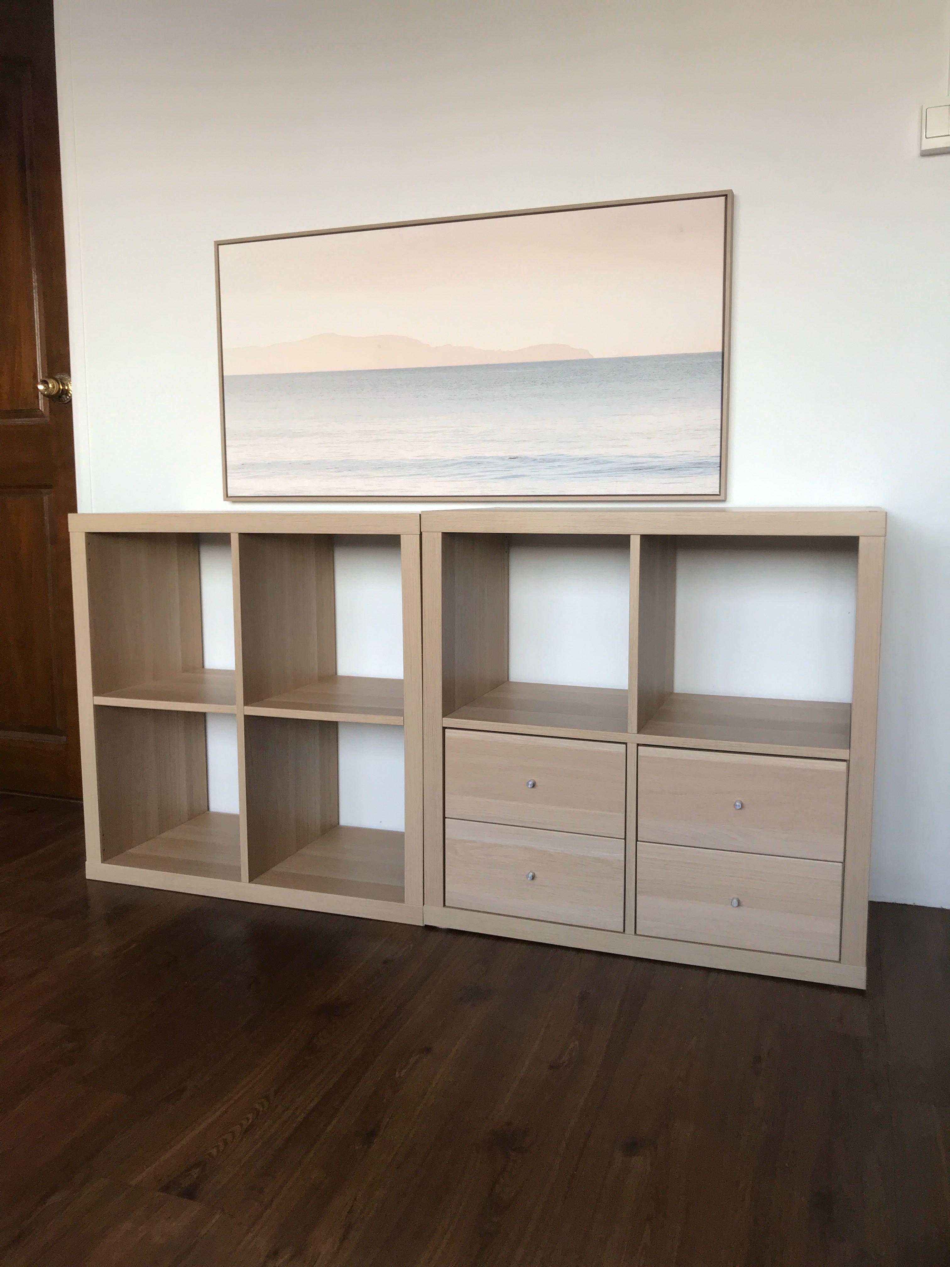 IKEA Kallax 2x2 display bedside drawer shelving unit, Furniture