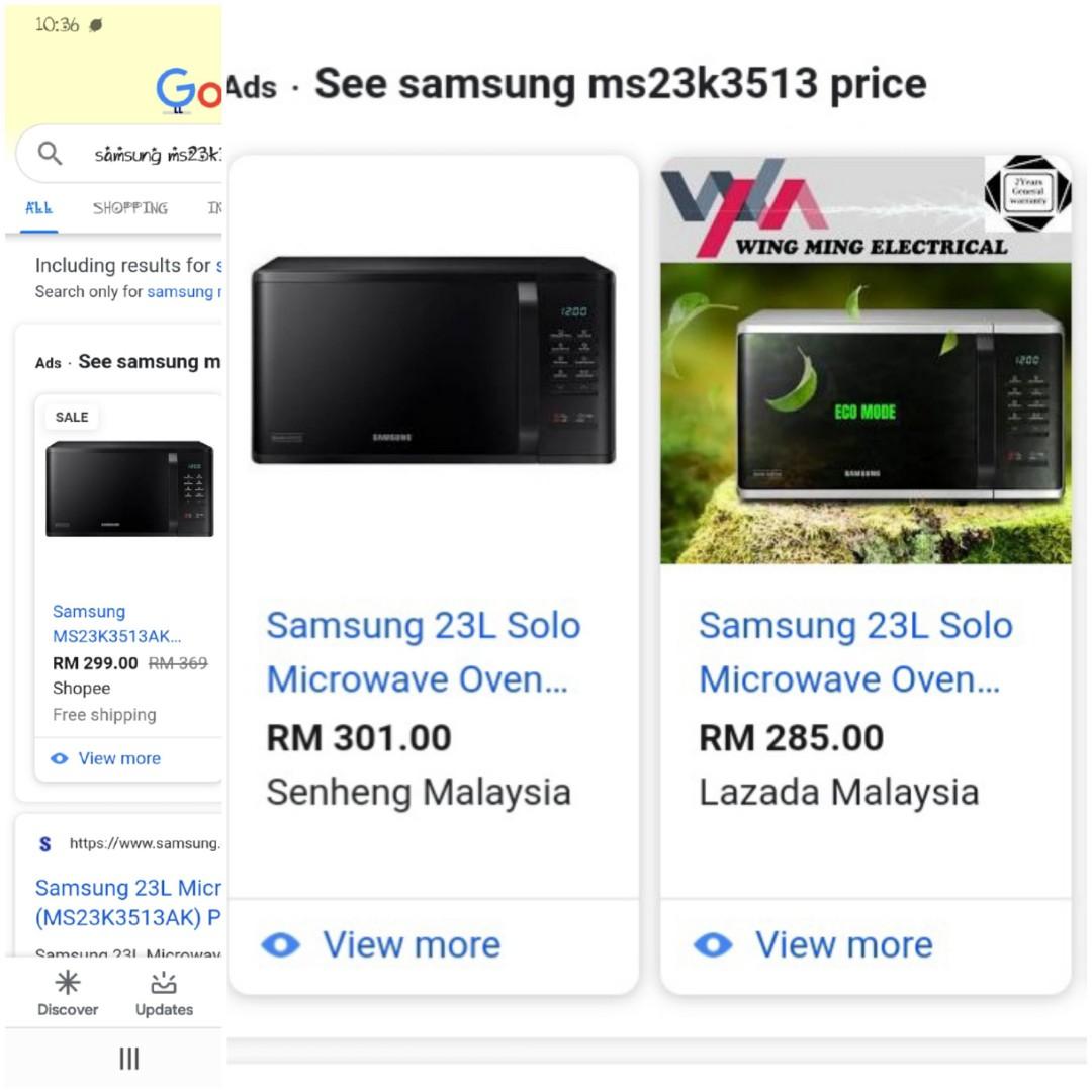 Samsung microwave oven - MS23K3513, TV & Home Appliances, Kitchen ...