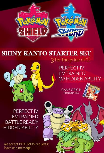 Shiny Kanto Starter Set Pokemon Sword Shield Video Gaming Video Games Nintendo On Carousell