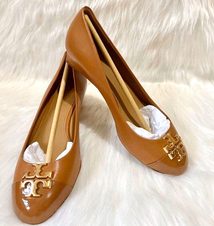 Tory Burch Everly 36mm Cap Toe Wedge Brown Size 7 8