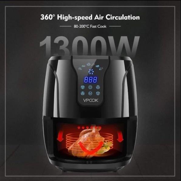 VPCOK 3.7QT XL Air Fryer with Recipes 6 Cooking Presets 1300 Watt Power XL Air Fryer