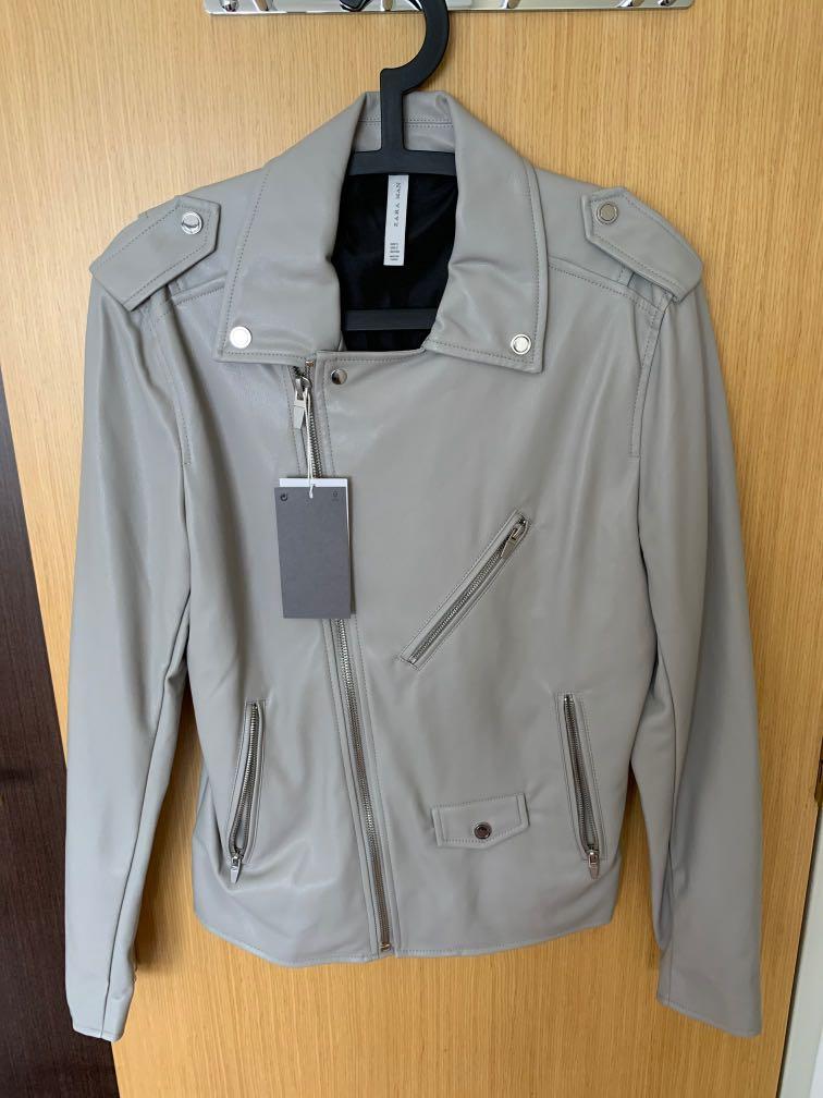 zara grey leather jacket