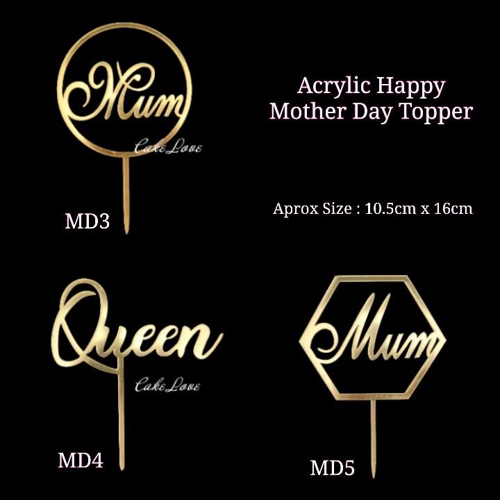 Acrylic Happy Mother Day Topper / Cake Topper / Queen Topper, Hobbies