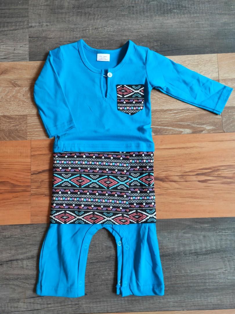 Baju Melayu Jumper Dgn Samping Biru Turquoise Babies Kids Boys Apparel 1 To 3 Years On Carousell