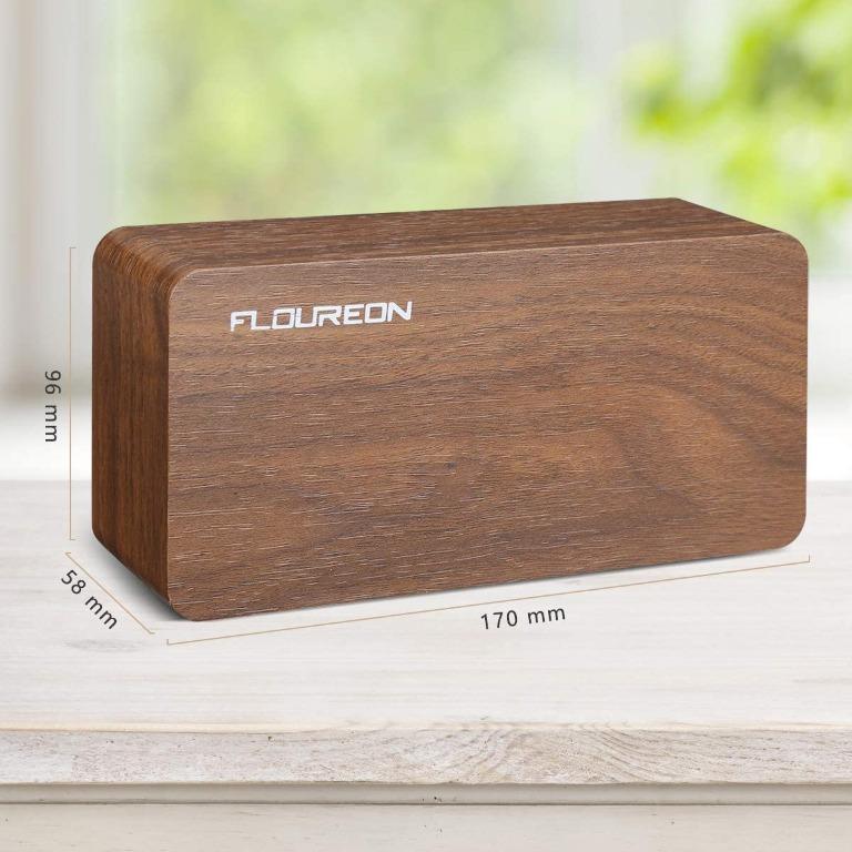 E32. FLOUREON Wooden Alarm Clock LED Desk bedside Digital Clock ...