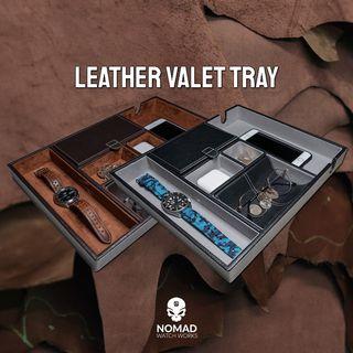 Leather Valet Tray in Black or Brown