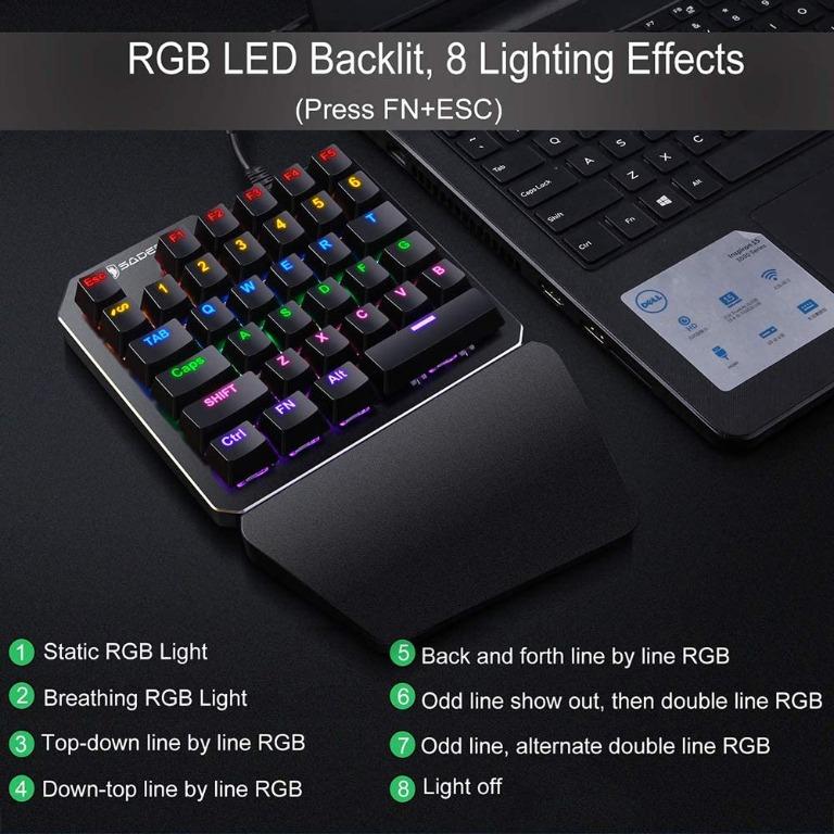  (Black Switch)One-Handed RGB Mechanical Gaming Keyboard SADES  Half Keyboard Gaming Keypad Small Gaming Keyboard for PUBG/Fps Games/LOL/APEX/CSGO/Rainbow  Six : Video Games