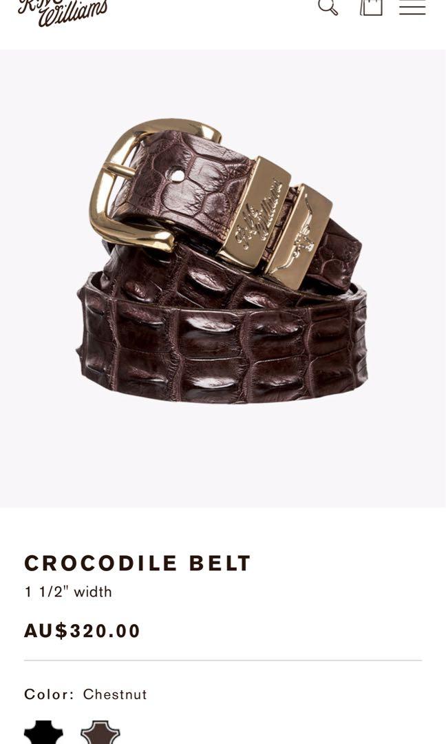 Chestnut 1 1/2 Crocodile Belt, R.M.Williams Belts