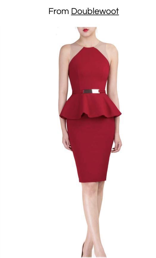 Peplum red dress on sale