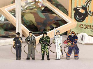Anime Singapore Army, RSAF, RSN, Police, Firefighter Figurine PinChains
