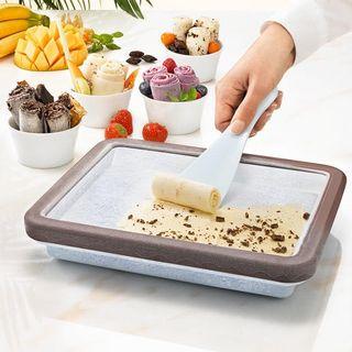 [Yangs Living] Instant Ice Cream Pan Roller With 2 Scraper , Cold Stone Ice Cream Slab, Perfect For Using With Kids. Rectangular Anti Griddle Freezer Usable With Yoghurt, Fruits, Gelato, Sorbet