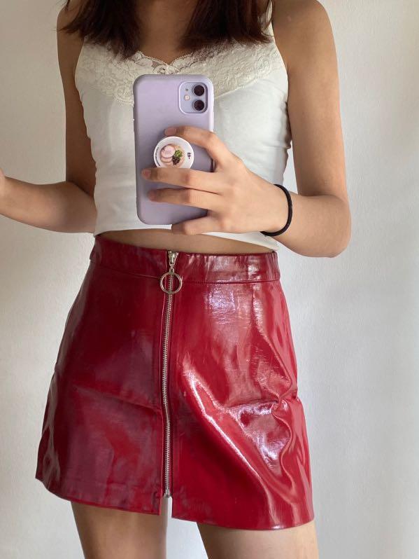 Zara Patent Red Mini Skirt