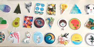 60 waterproof colourful stickers for Nalgene, Skateboard, Guitar etc