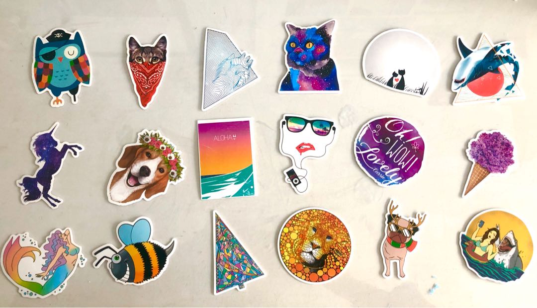 60 waterproof colourful stickers for Nalgene, Skateboard, Guitar etc