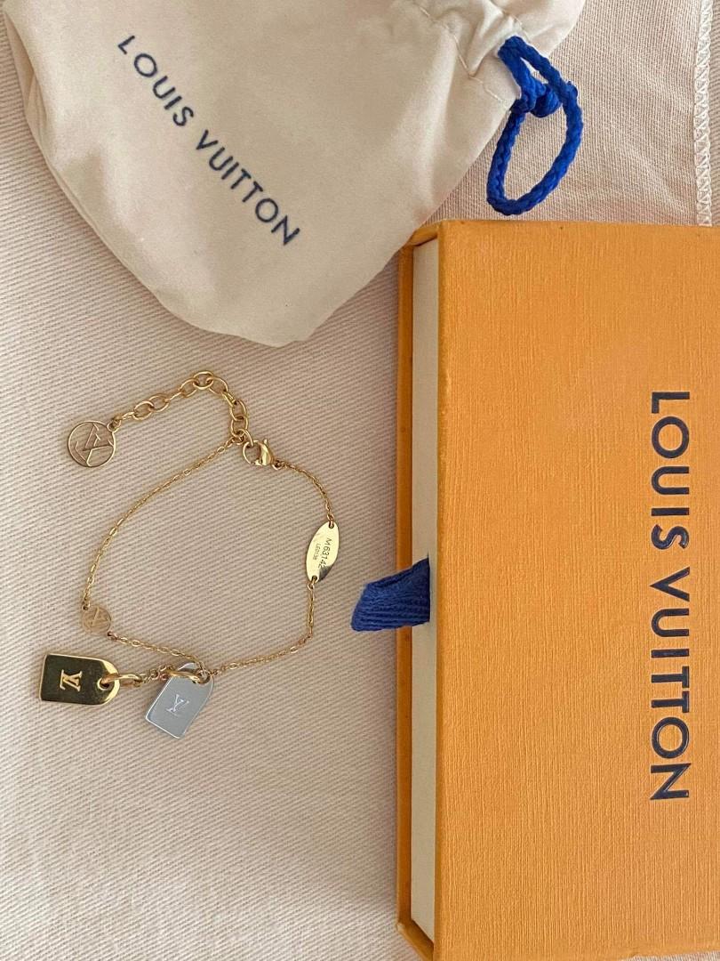 Unisex High End Louis Vuitton Nanogram Two-tone Monogram & LV Motif Tags Pendant  Necklace Bracelet