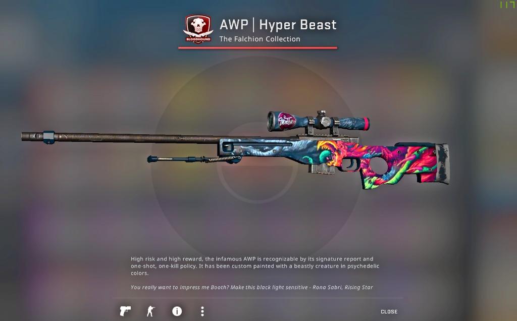 Awp Hyper Beast Ft 018 65 Market Price Csgo Toys Games Video Gaming In Game Products On Carousell - awp n roblox
