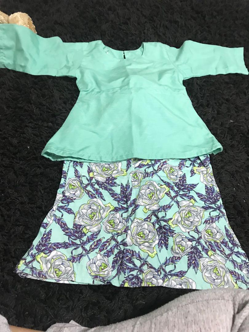 Baju Kurung Peplum Cotton Baby Warna Mint Green Babies Kids Girls Apparel 1 To 3 Years On Carousell