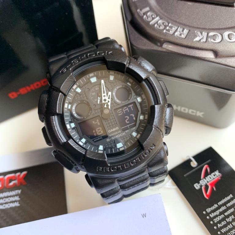 BNEW AUTHENTIC Casio G Shock GA100BT 1A Black Out Texture Anadigi