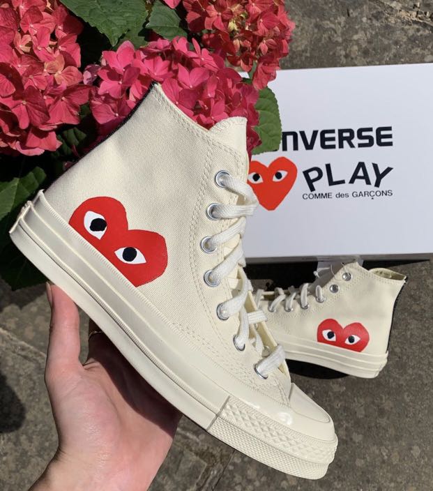 Converse CDG white in low and high cut 