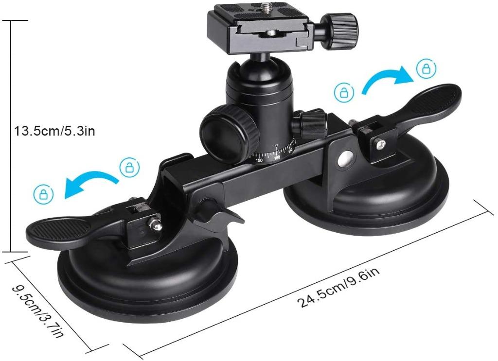 Fantaseal Heavy Duty DSLR Camera Suction Cup Car Mount Professional Camcorder Vehicle Holder