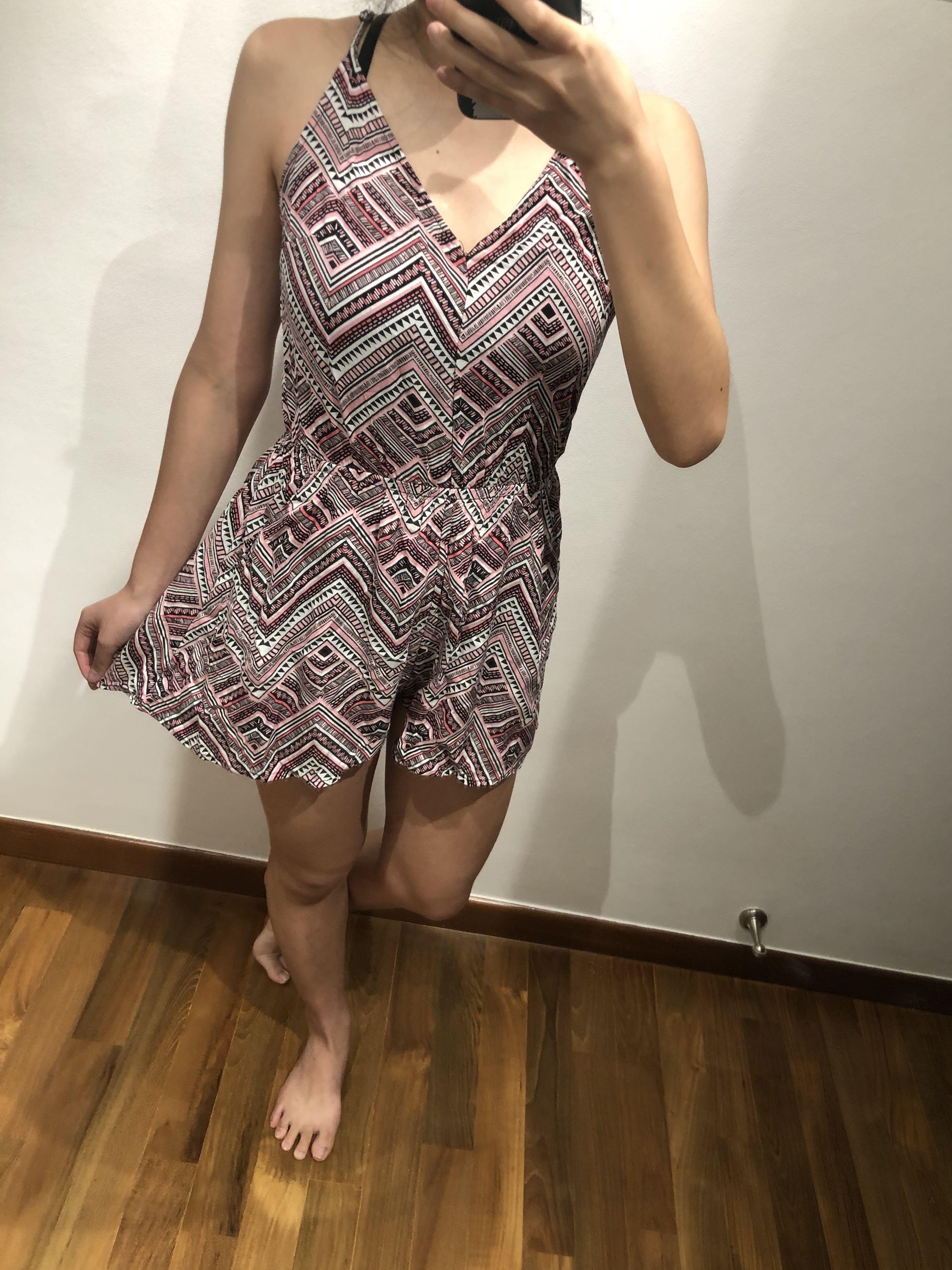 H\u0026M Pink Tribal Romper, Women's Fashion