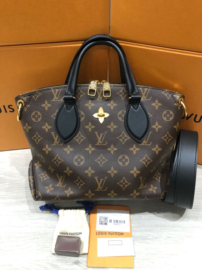 Louis Vuitton Noir Monogram Canvas Flower Zipped Tote MM Bag Louis Vuitton