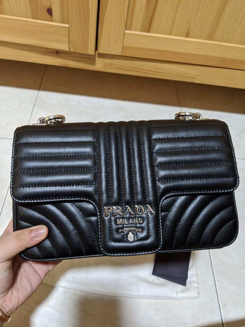 Prada Nero Diagramme Flap Bag 25cm, Luxury, Bags & Wallets on Carousell