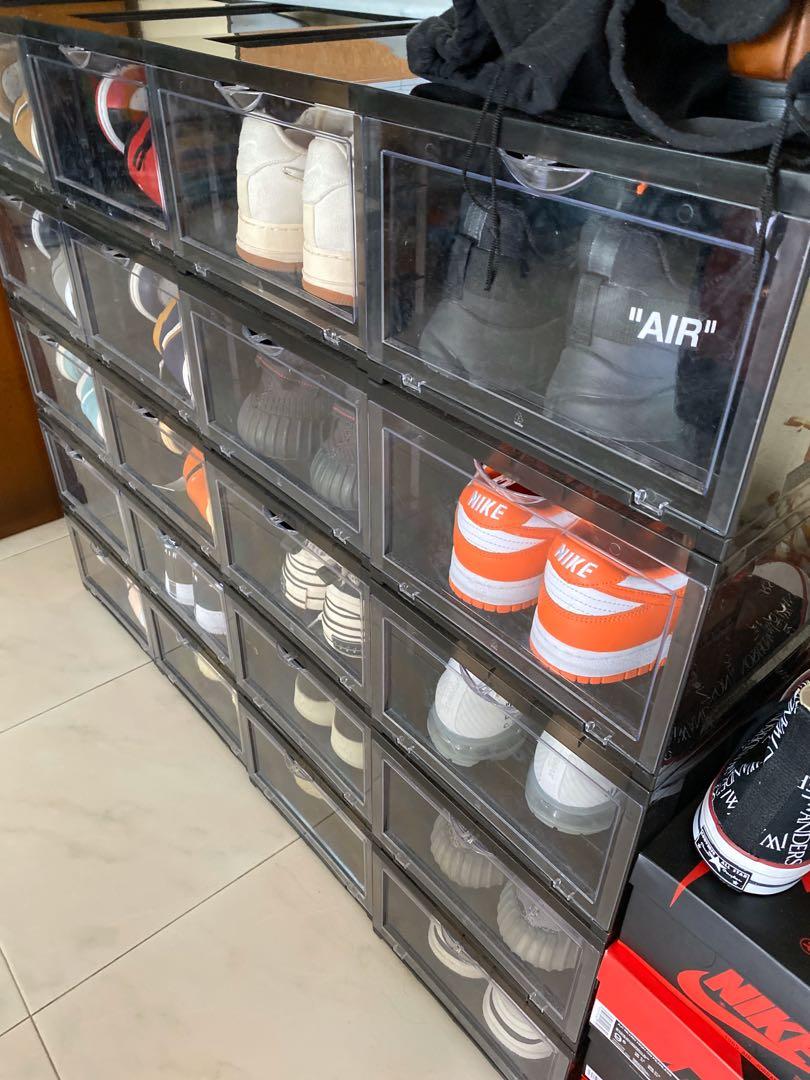 stackable shoe box drawers on Premium Stackable Drop Front Shoe Box Furniture Shelves Drawers On Carousell