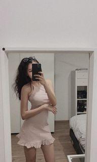 Baby pink bodycon with bottom ruffles