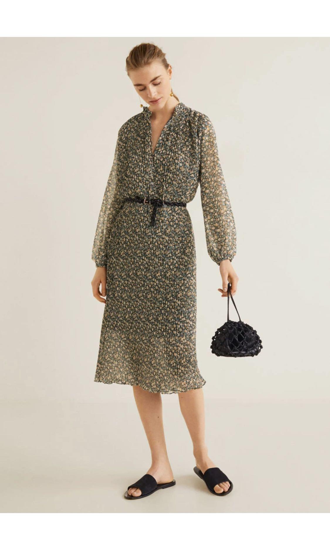 mango green floral dress