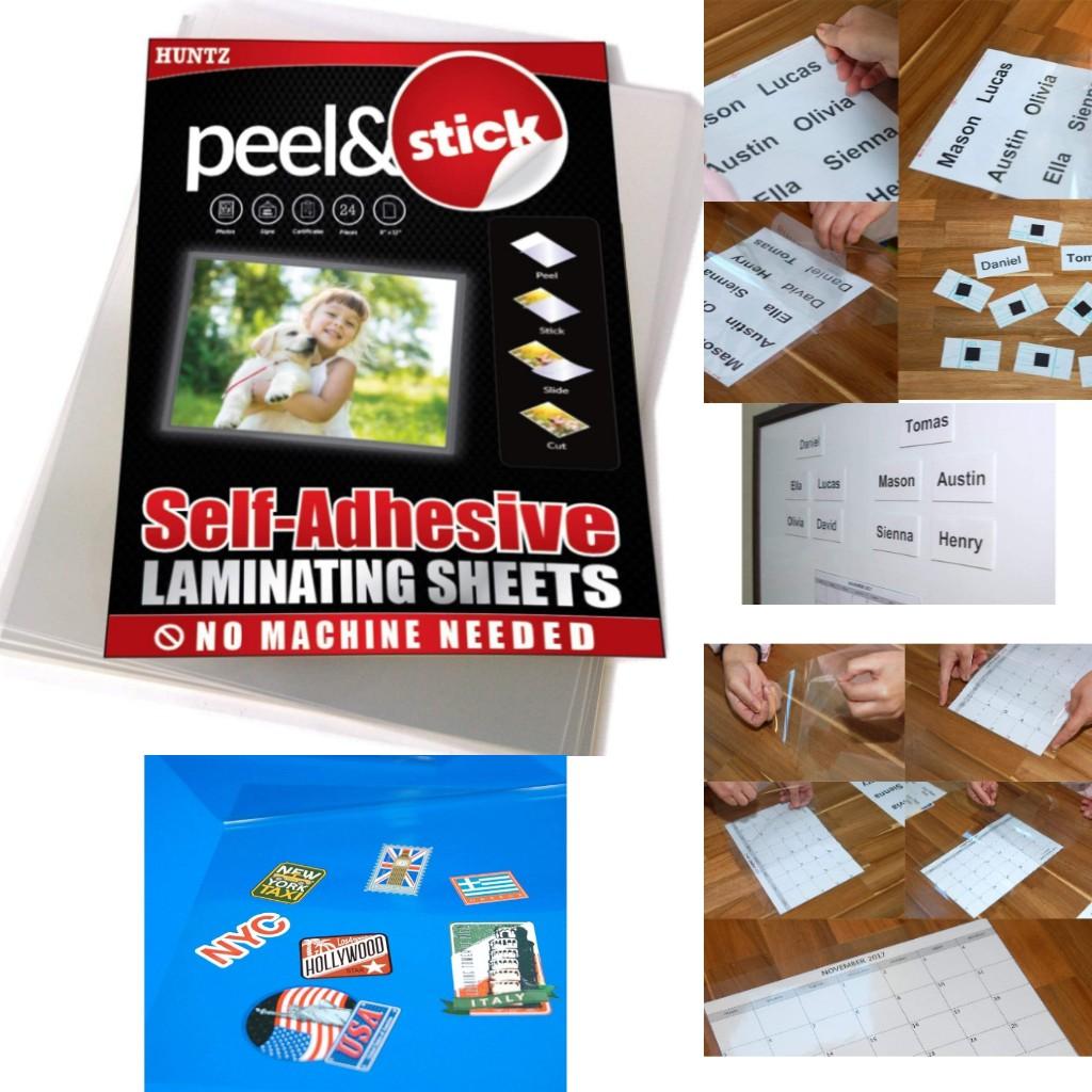 Pack of 24, Self-Adhesive Laminating Sheets, Clear Letter Size (9 x 12  Inches), 4 mil Thickness
