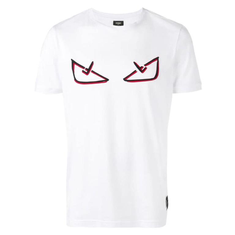 Fendi Men's Bad Bugs Eyes White T-Shirt