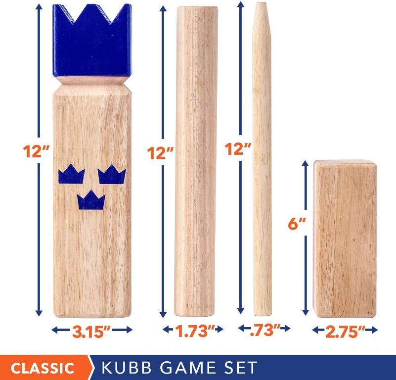 Rally and Roar Kubb Yard Game Set - Rubberwood or Pinewood - Fun,  Interactive Outdoor Family Games - Durable Blocks with Travel Bag