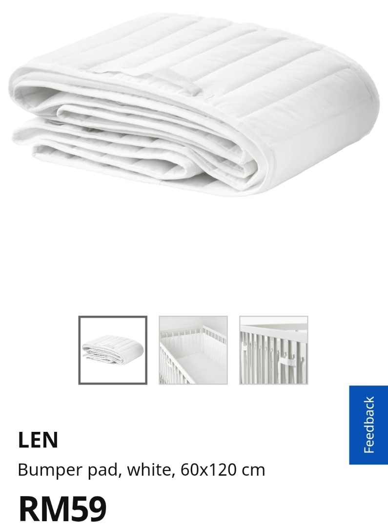 Ikea crib cot bumper pad, Babies & Kids, Baby Nursery & Kids Furniture