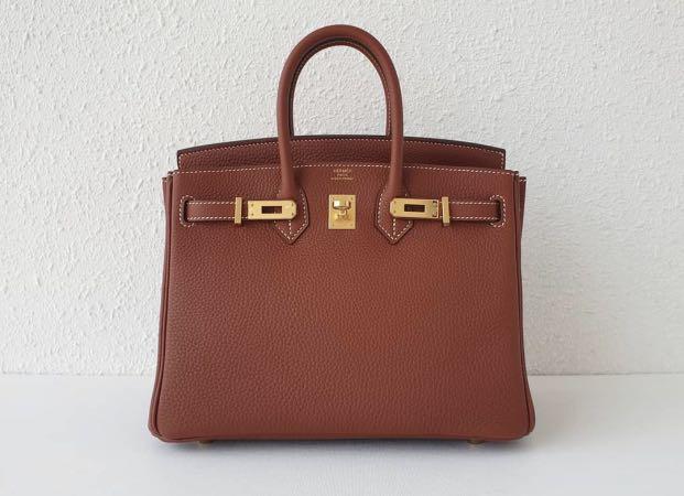INSTOCK Hermes Birkin 25 Sienne in Togo GHW Stamp D Luxury