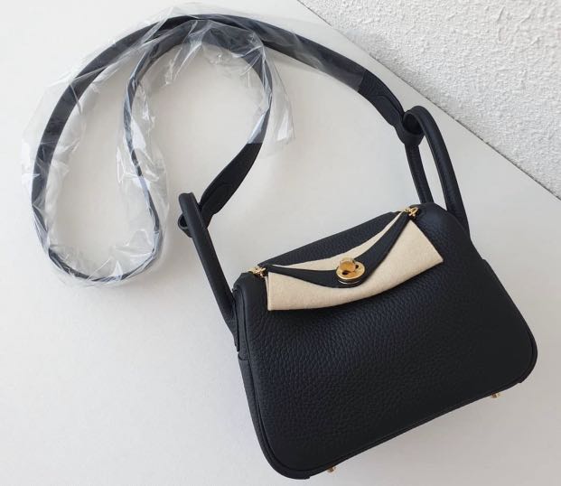 HERMES MINI LINDY BLACK CLEMENCE GHW STAMP Y