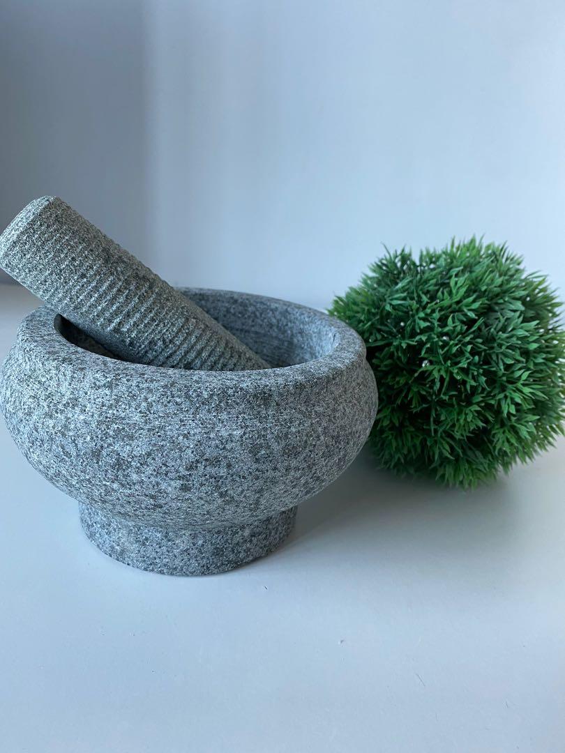 Natural Granite Stone Mortar & Pestle Pounder , Furniture & Home Living