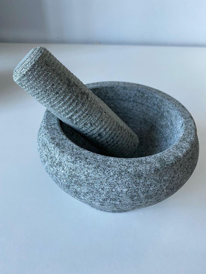 Natural Granite Stone Mortar & Pestle Pounder , Furniture & Home Living