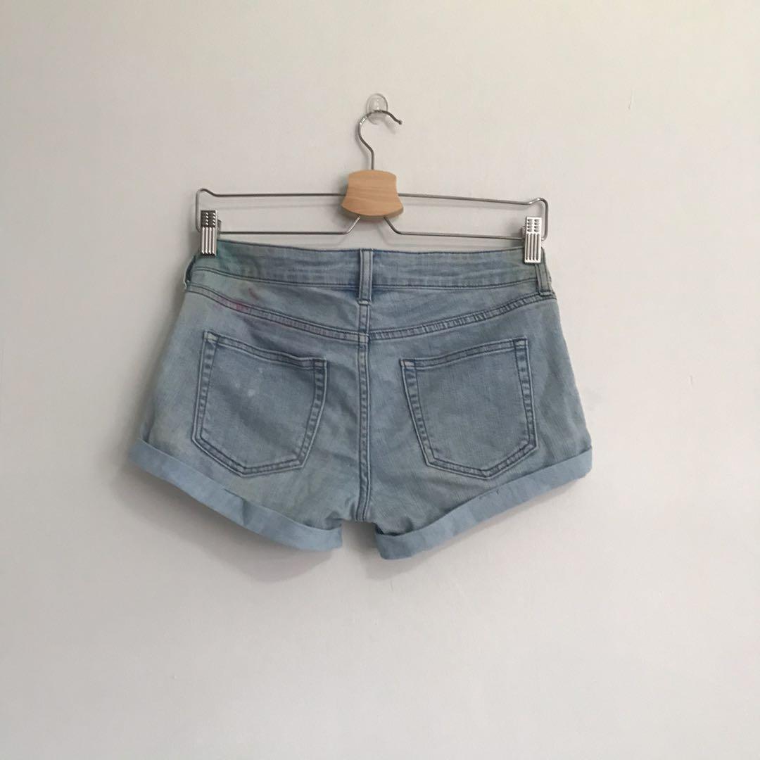 pale blue denim shorts