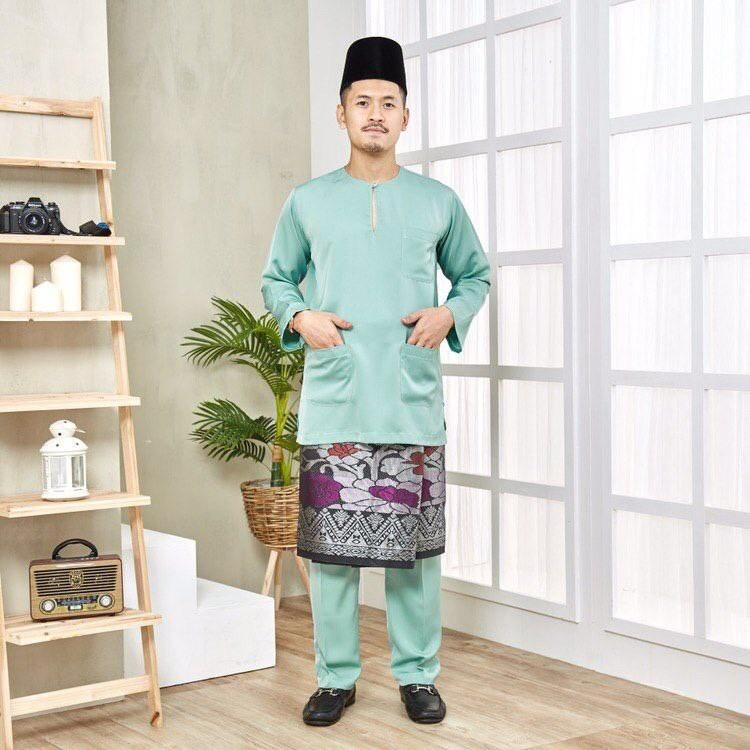 baju melayu teluk belanga slim fit