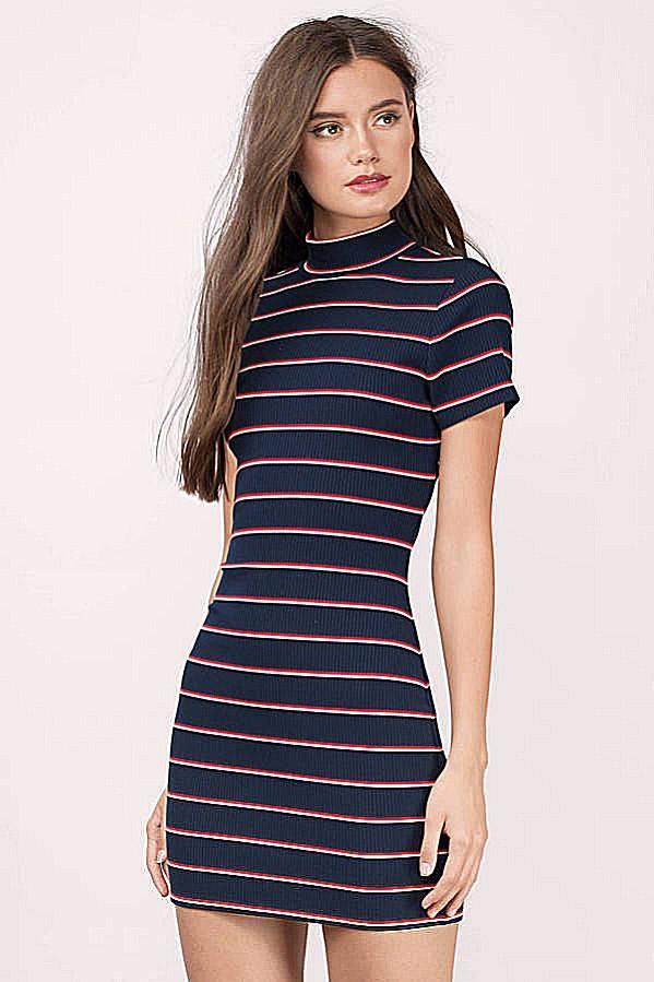 Striped Bodycon Dress, Women's Fashion 