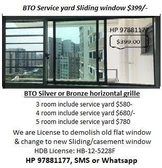 Bto Service Yard Sliding Window 399 00 Hp 97 1177 Home Services Renovations On Carousell