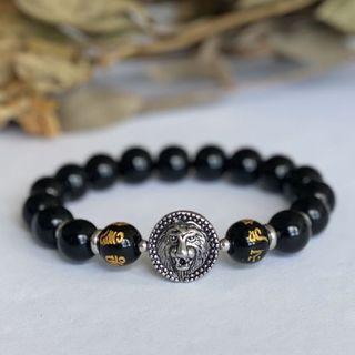 Black Agate Lion Head Bracelet
