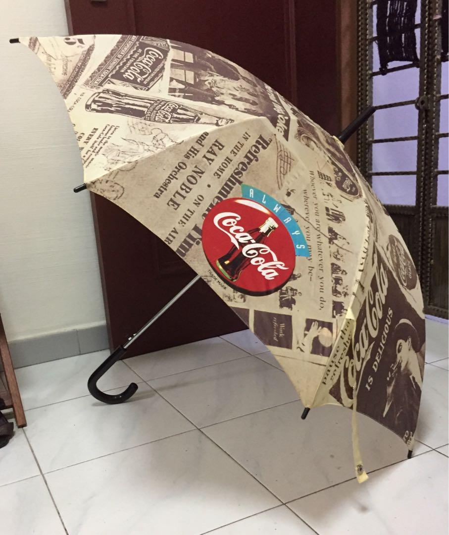 BN Vintage Retro Coca Cola Long Umbrella Coke Umbrella Automatic