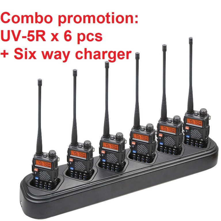 Combo promotion: UV-5R x pcs six way charger (1 pc) UV5R VHF:136-174Mhz  UHF:400-520 Dual Band Walkie Talkie Baofeng With Way Charger 128 CH FM radio  long range, Mobile Phones  Gadgets, Mobile  Gadget Accessories, Other  Mobile ...