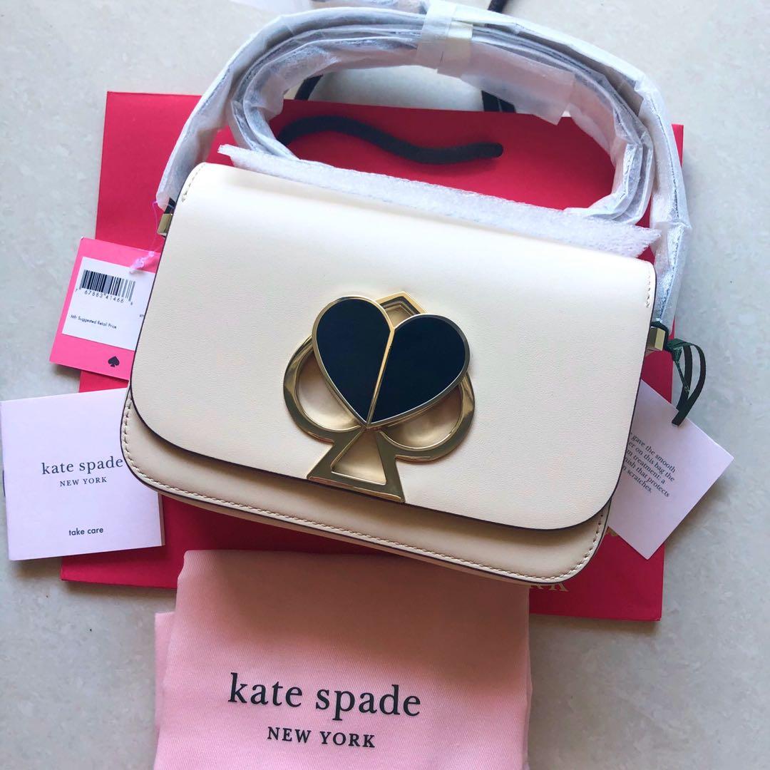 INSTOCK RARE Kate Spade Nicola Faux Fur Twistlock Chain Wallet Crossbody  Slingbag Detachable Pouch Clutch Black Heart